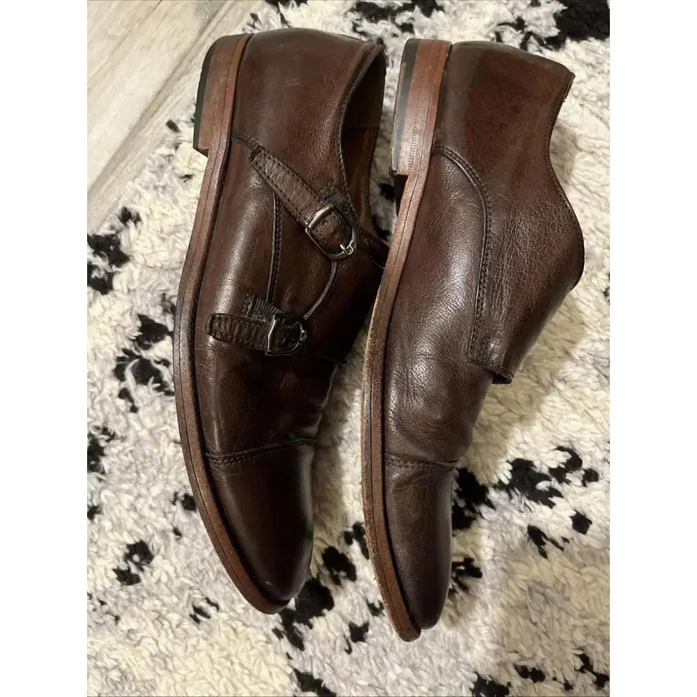 ANTONIO MAURIZI MENS BROWN MONK STRAP SHOES EU41/US8-8.5 MADE IN ITALY RP ~$200